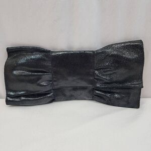 Sorpresa Black Soft Leather Bow Clutch Vintage Y2K